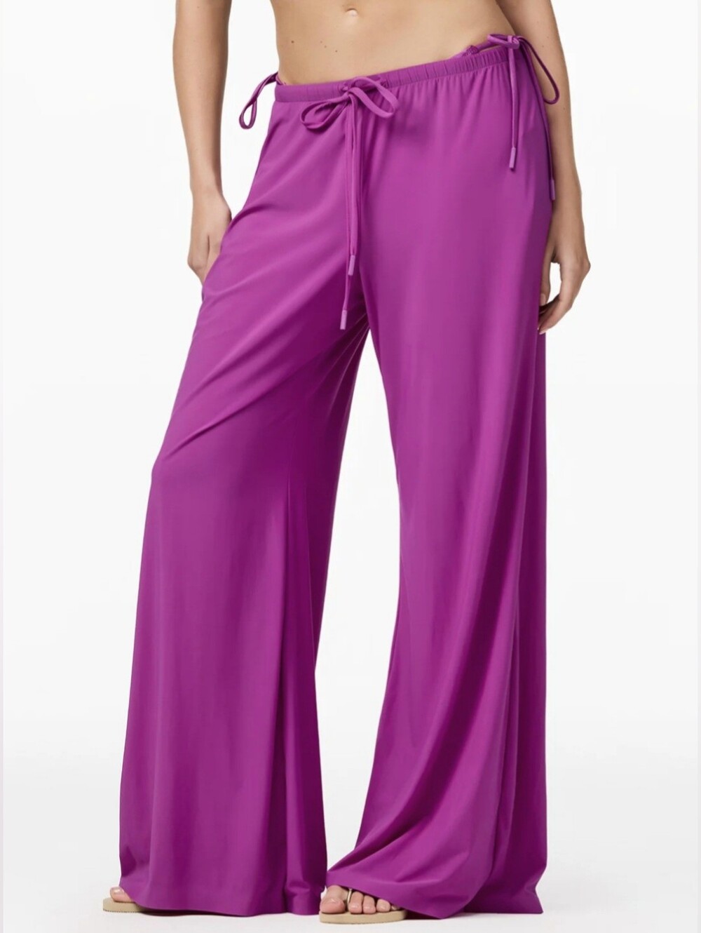Versona Pants, Size L, Magenta, Wide Leg, Elastic Waist, Pockets